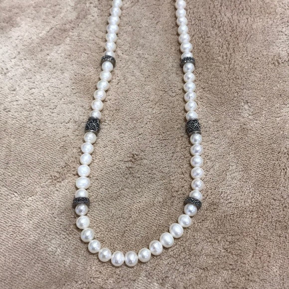 Freshwater Pearls Sterling Silver Marcasite 18-20” - Picture 2 of 6